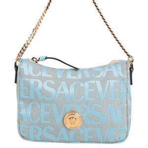New Authentic Versace Light Blue Logo Shoulder Bag